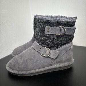 Bearpaw Nova Suede Women's Boots Winter Bootie Charcoal Gray Buckle Size 7‎